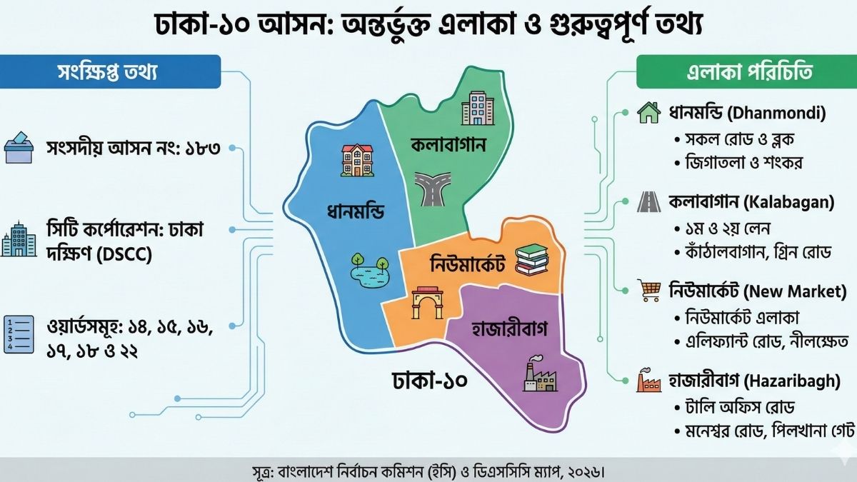 ঢাকা ১০ আসন কোন কোন এলাকা নিয়ে গঠিত