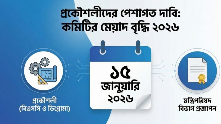 প্রকৌশল পেশায় বিএসসি ও ডিপ্লোমাধারীদের পেশাগত দাবি কমিটির মেয়াদ বৃদ্ধি ২০২৬