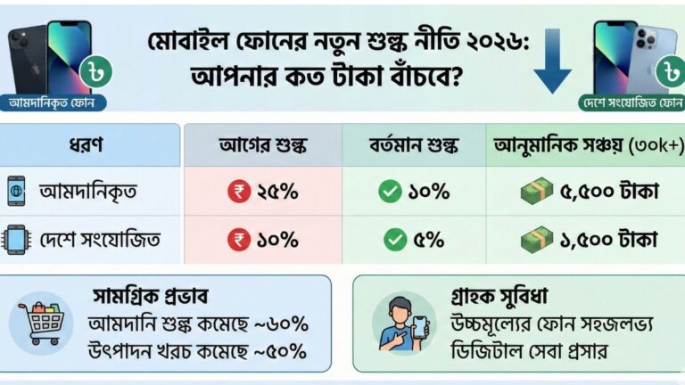মোবাইল ফোনের দাম কি কমছে ২০২৬ সালের নতুন শুল্ক নীতি