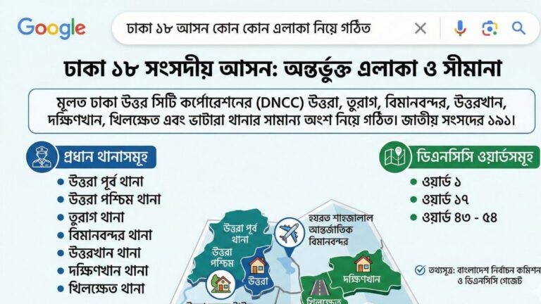 ঢাকা ১৮ আসন কোন কোন এলাকা নিয়ে গঠিত