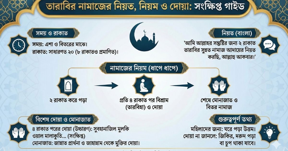 তারাবির নামাজের নিয়ত, নিয়ম ও দোয়া