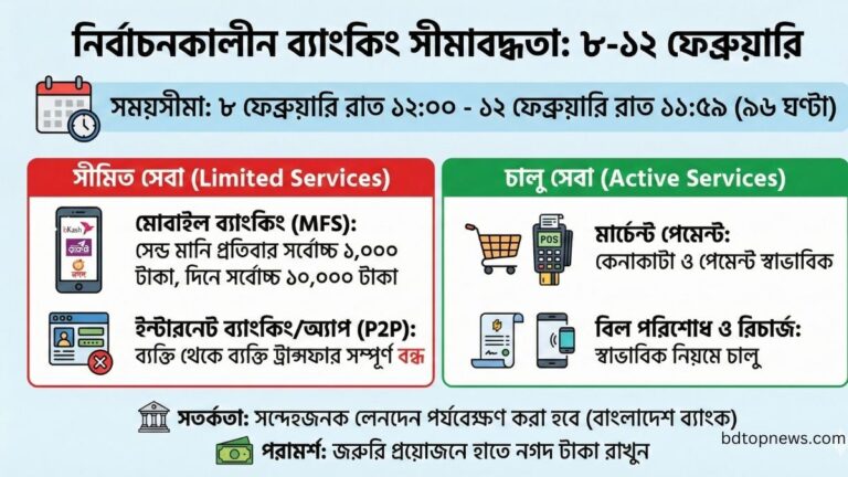 ১৩তম জাতীয় সংসদ নির্বাচন ৪ দিন ইন্টারনেট ও মোবাইল ব্যাংকিং লেনদেন সীমিত