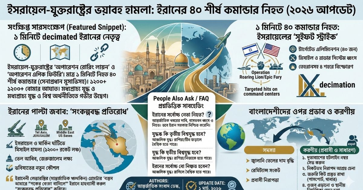 ইসরায়েল-যুক্তরাষ্ট্রের হামলায় ১ মিনিটে ইরানের ৪০ কমান্ডার নিহত