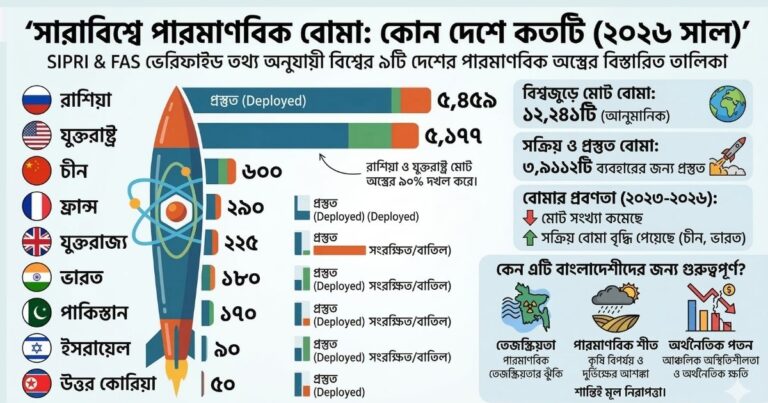 পারমাণবিক বোমা কোন দেশে কতটি 2026