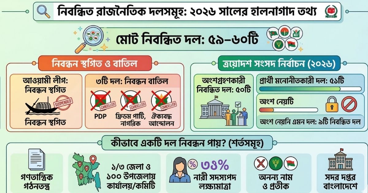 বর্তমানে নিবন্ধিত রাজনৈতিক দল কয়টি ২০২৬
