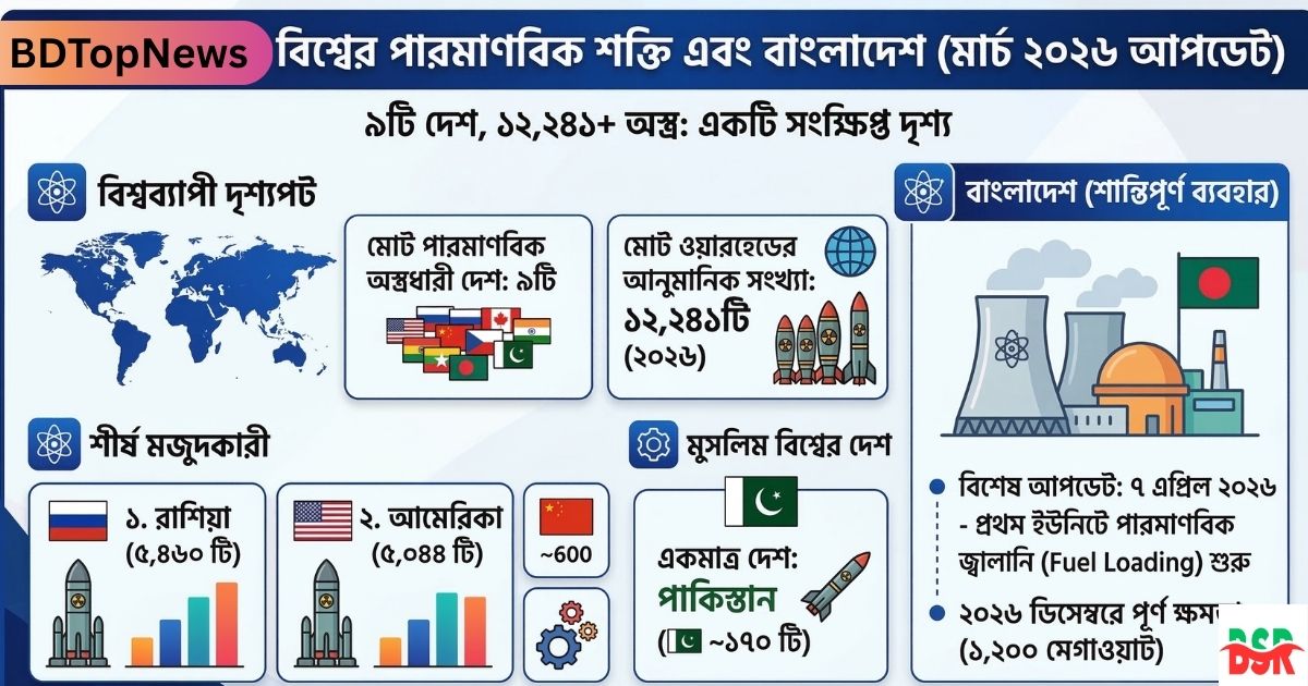 বিশ্বের পারমাণবিক শক্তিধর দেশের তালিকা ২০২৬