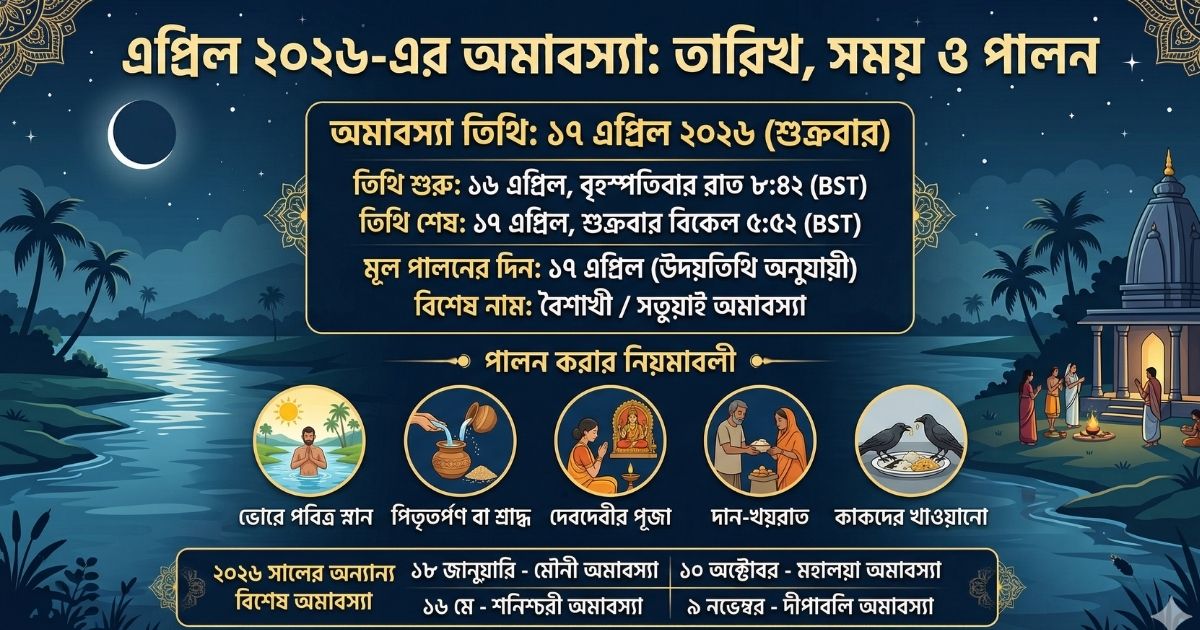 এপ্রিল ২০২৬ মাসের অমাবস্যা কবে