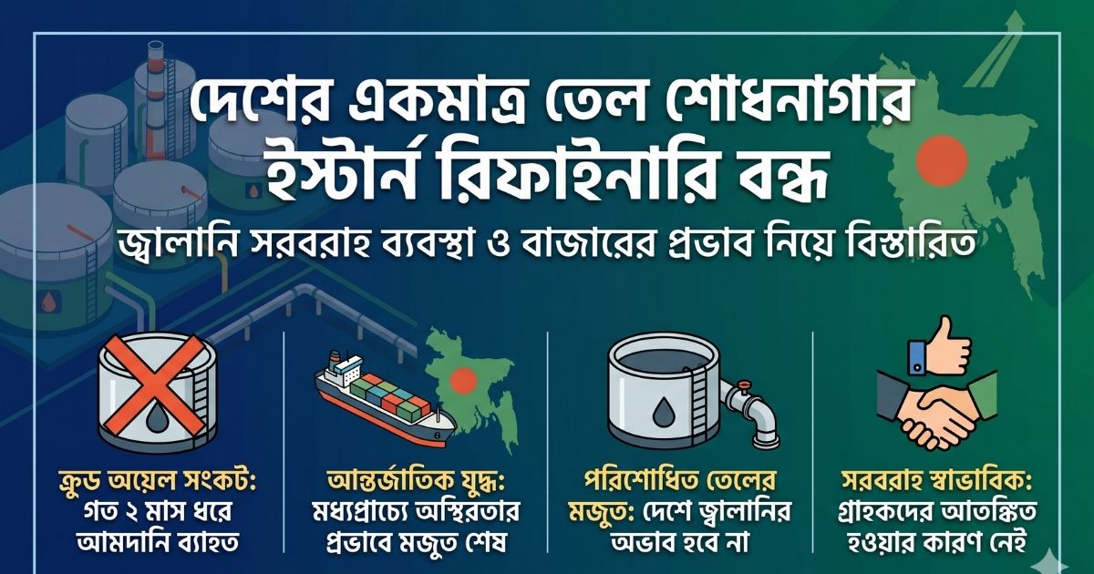 দেশের একমাত্র রাষ্ট্রায়ত্ত তেল শোধনাগার 'ইস্টার্ন রিফাইনারি' বন্ধ
