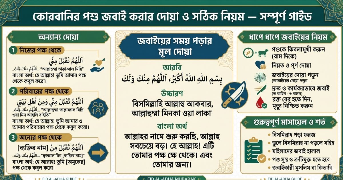 কোরবানির পশু জবাই করার দোয়া