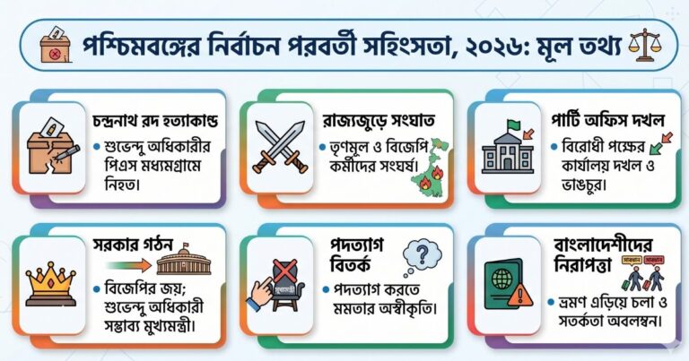 পশ্চিমবঙ্গের নির্বাচন পরবর্তী সহিংসতা ২০২৬ শুভেন্দুর পিএস নিহত ও মমতার পদত্যাগ বিতর্ক